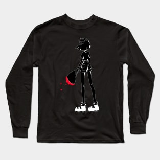 Sad Lofi Aesthetic Anime Girl Holding Roses Long Sleeve T-Shirt